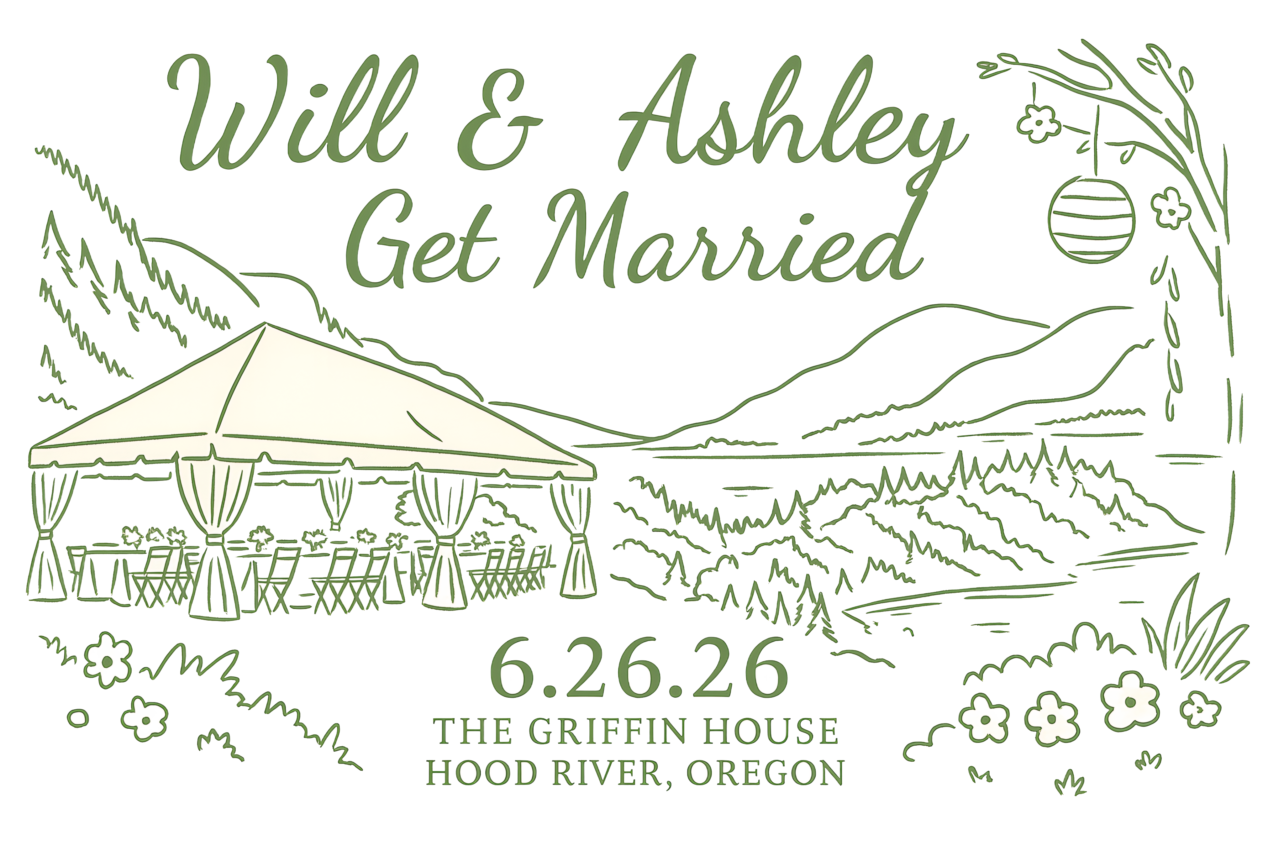 Will & Ashley Save the Date - June 26, 2026 at The Griffin House, Hood River Oregon