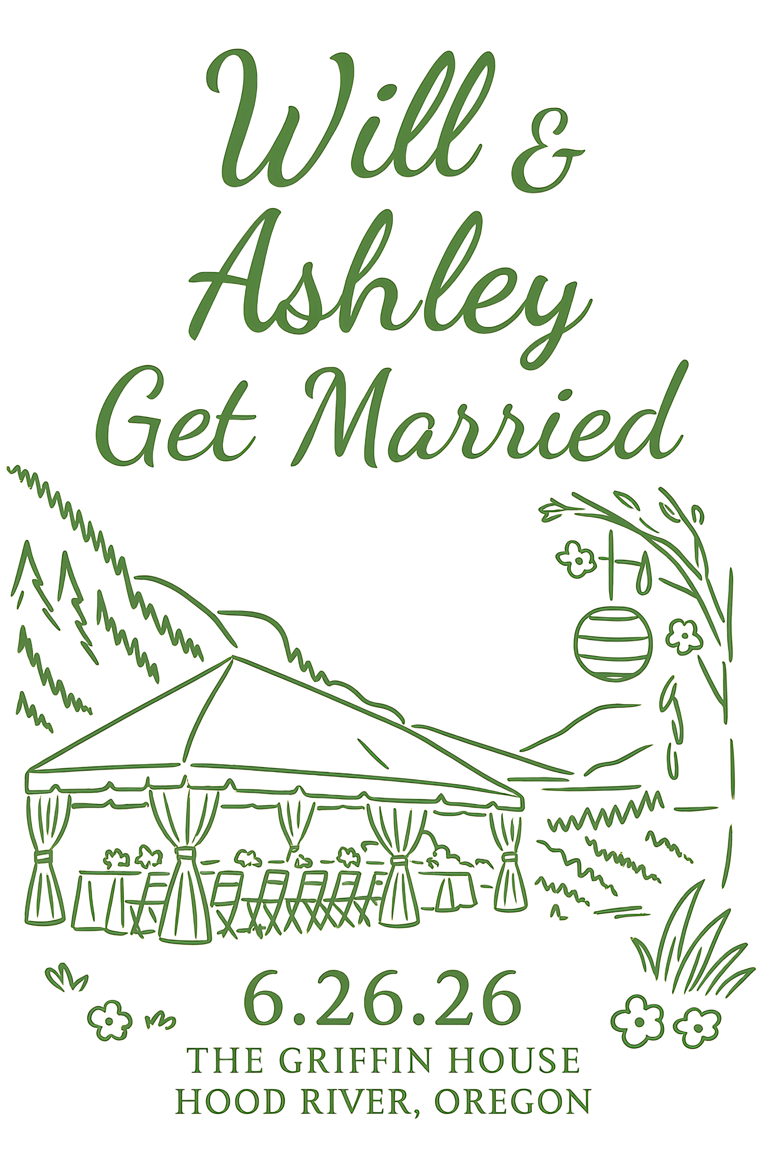 Will & Ashley Save the Date - June 26, 2026 at The Griffin House, Hood River Oregon